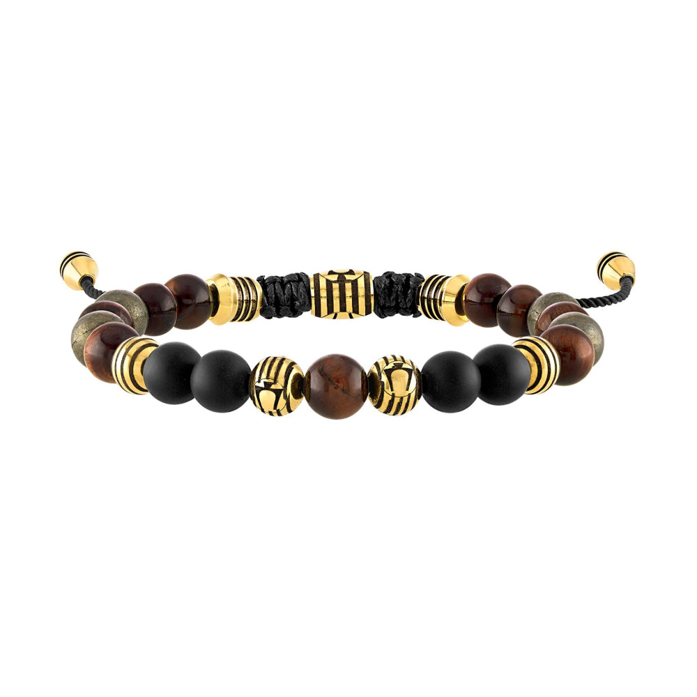 Pulsera clásica de cuentas de ojo de tigre para hombre de Bulova