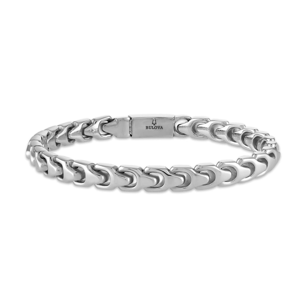 Pulsera de eslabones para hombre de Bulova, color plata