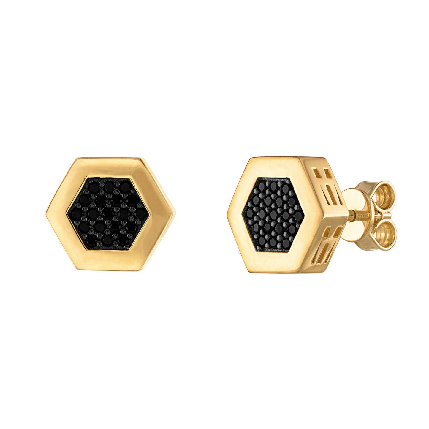 Bulova Men's Icon 3/8 ct. t.w. Black Diamond Hexagon Stud Earrings in 14k Yellow Gold