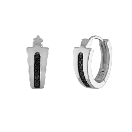 Bulova Men's Icon 1/6 ct t.w. Black Diamond Huggie Hoop Earrings