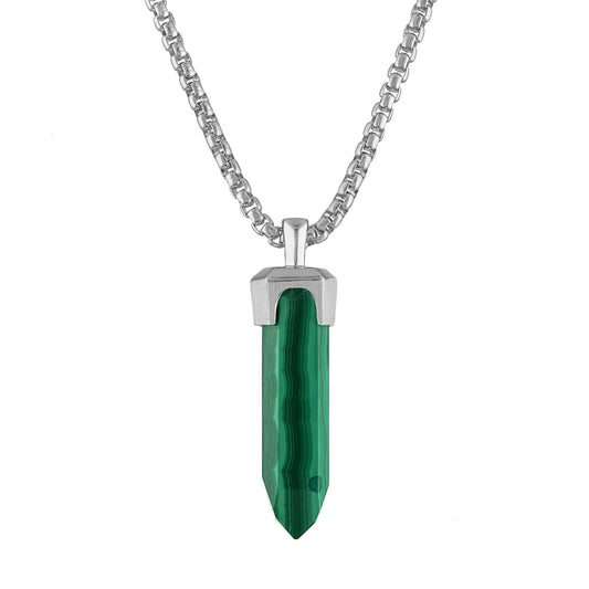 Bulova 26" Icon Malachite Pendant Necklace in Sterling Silver