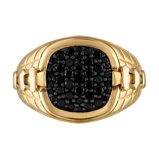 Anillo de diamantes negros Icon de 0,50 ct en total para hombre de Bulova con baño de oro de 14 k