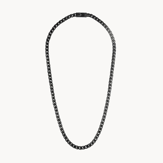 Bulova 22" Black Stainless Steel Link Necklace