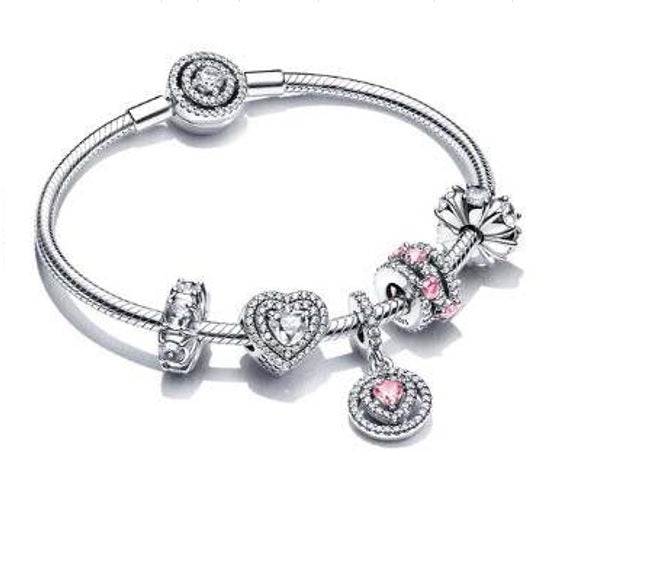 Ragazza Studio Pink Bracelet and Charm Set (6-Piece) in 925 Sterling Silver