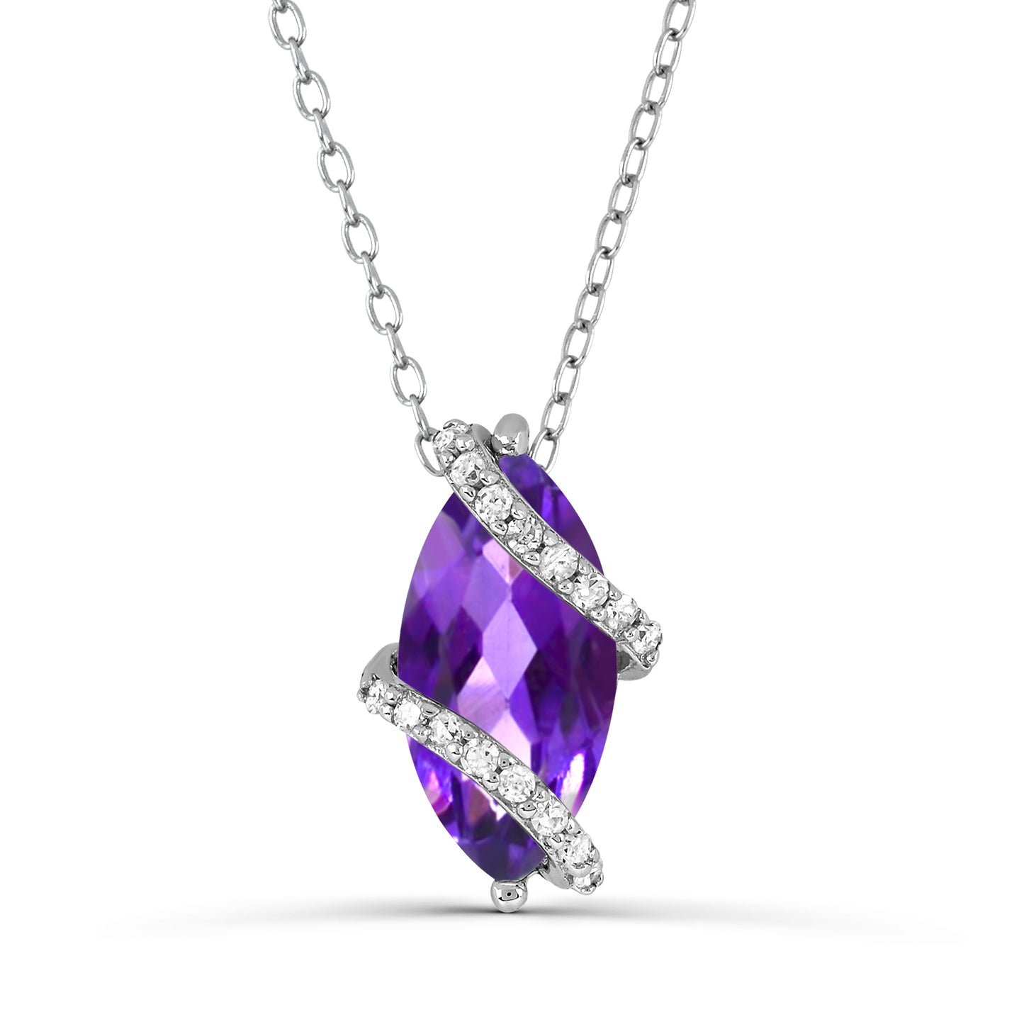 Sterling Silver Amethyst and White Topaz Necklace