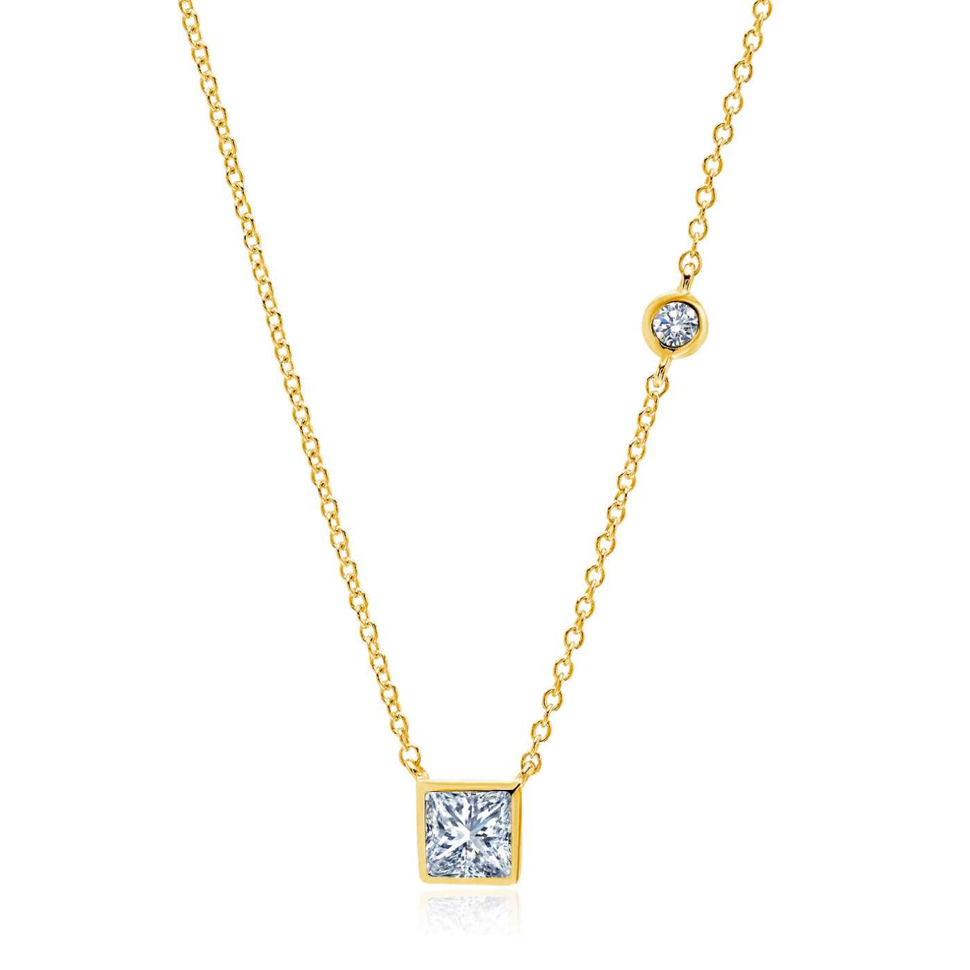 Crislu Square Ray CZ Women's 0.4 ct. Cubic Zirconia Necklace in 18K Yellow Gold Plated 925 Sterling Silver