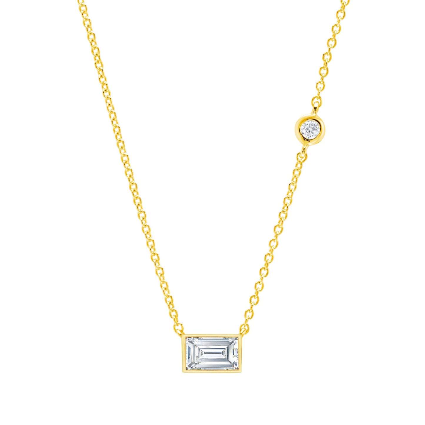 Crislu Rectangle Ray CZ Women's 0.4 ct. Cubic Zirconia Necklace in 18K Yellow Gold Plated 925 Sterling Silver