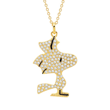 Crislu Peanuts 2 ct. Cubic Zirconia Woodstock Pave Necklace in 18K Yellow Gold Plated over 925 Sterling Silver