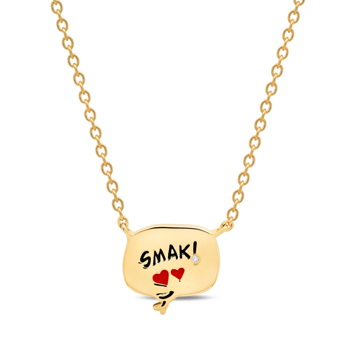 Crislu Peanuts 0.3 ct. Cubic Zirconia SMAK! Thought Balloon Necklace in 18K Yellow Gold Plated 925 Sterling Silver