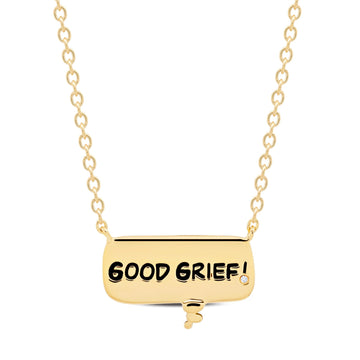 Crislu Peanuts 0.1 ct. Cubic Zirconia GOOD GRIEF! Thought Balloon Necklace in 925 Sterling Silver