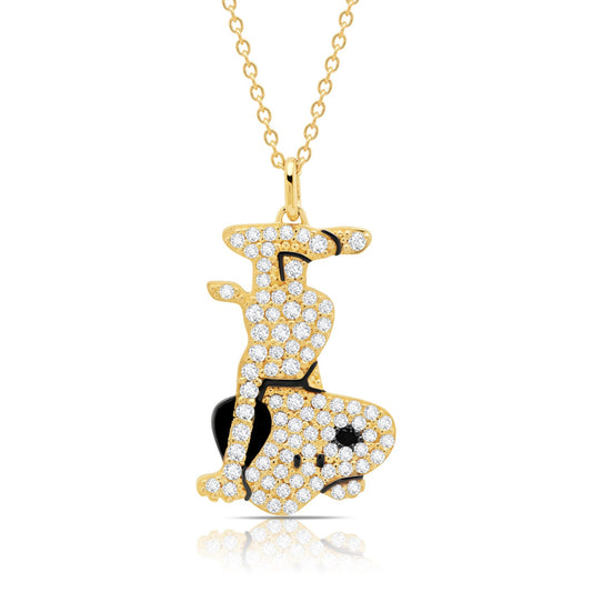 Crislu Peanuts 0.3 ct. Cubic Zirconia Snoopy Headstand Necklace in 18K Yellow Gold Plated 925 Sterling Silver