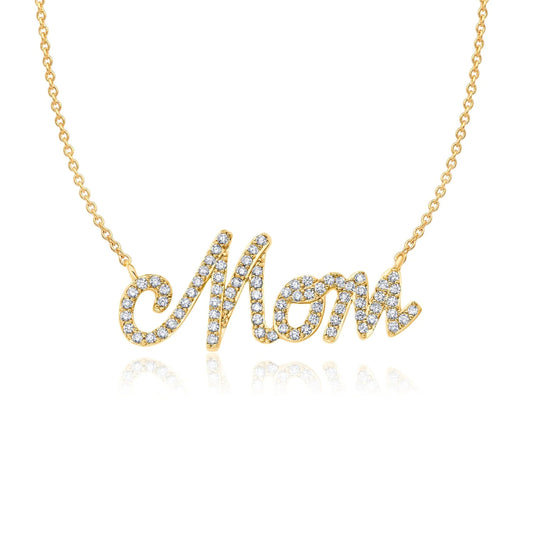 Crislu Pave Mom 16" Yellow Gold Necklace