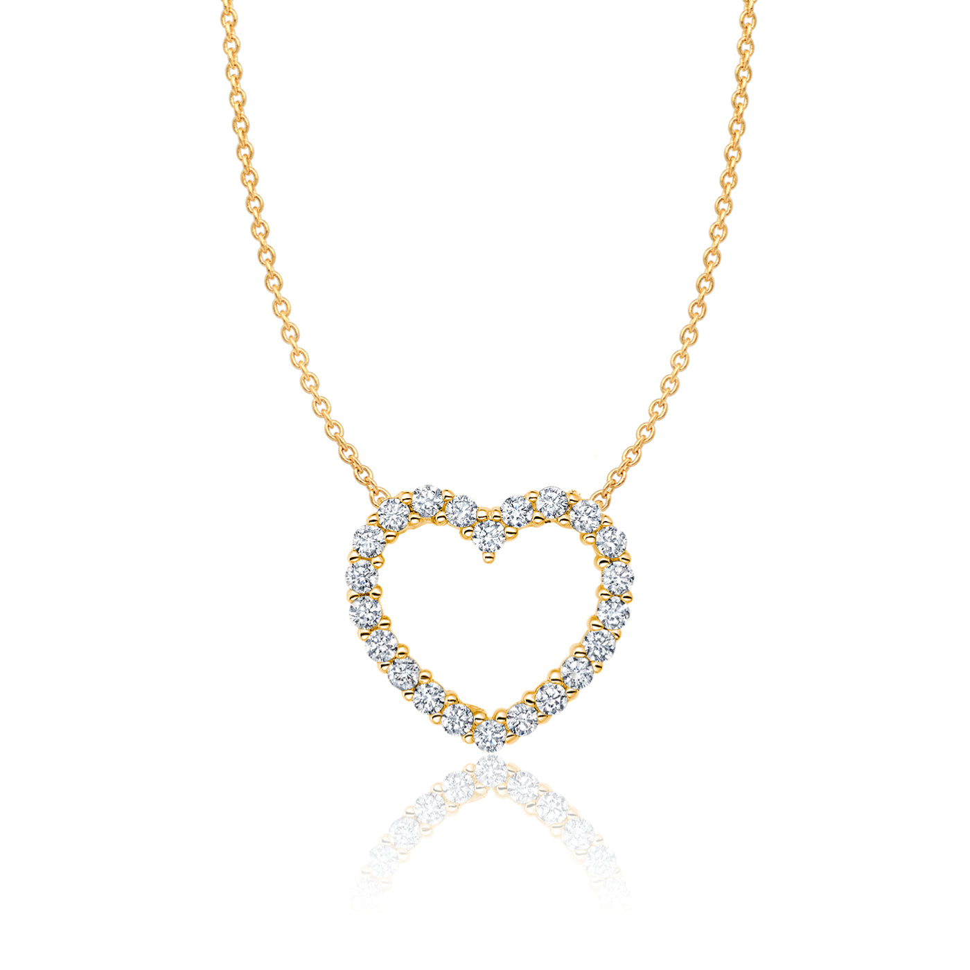 Crislu Women's 18" 0.33 ct. Cubic Zirconia Pave Heart Necklace in 18K Yellow Gold Plated 925 Sterling Silver