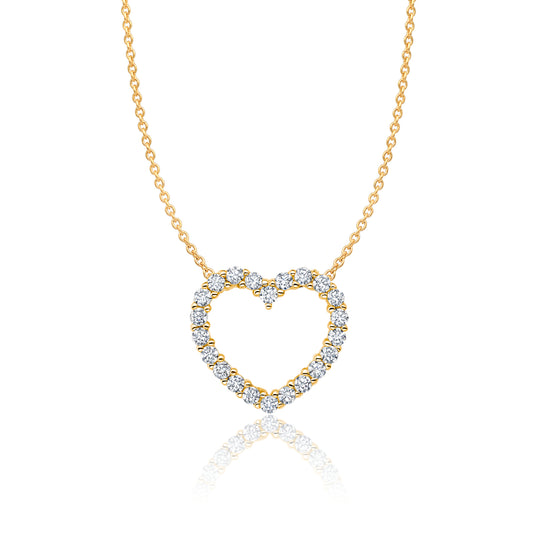 Crislu Women's 18" 0.33 ct. Cubic Zirconia Pave Heart Necklace in 18K Yellow Gold Plated 925 Sterling Silver