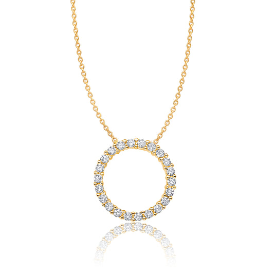 Crislu Women's 18" 0.32 ct. Cubic Zirconia Pave Open Circle Necklace in 18K Yellow Gold Plated 925 Sterling Silver