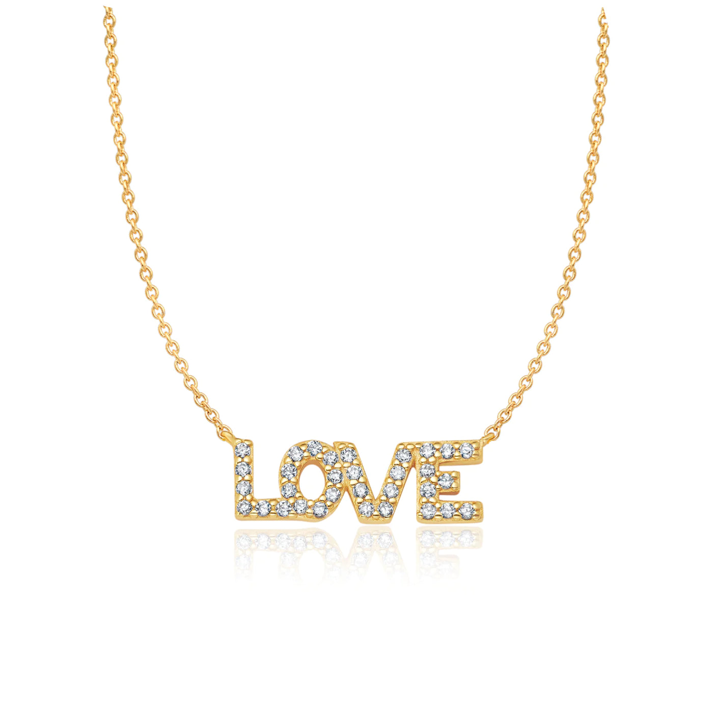 Crislu Women's 18" 0.16 ct. Cubic Zirconia Pave Love Necklace in 18K Yellow Gold Plated 925 Sterling Silver