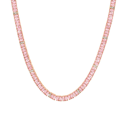 Crislu - Hues Rosefold Pink Tennis 18" Necklace - 18K Rose Gold