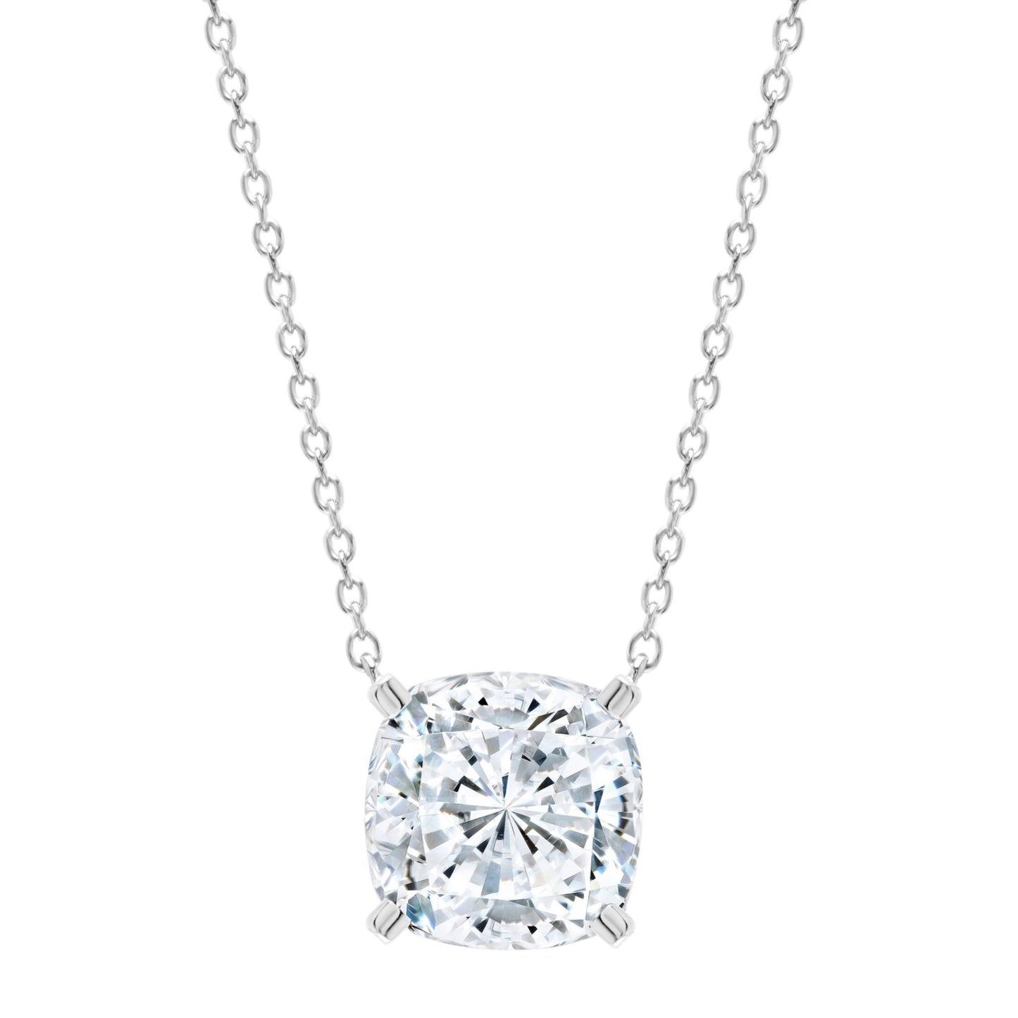 Crislu Women's Bliss Cushion Cut Pendant Necklace in Pure Platinum Plated 925 Sterling Silver