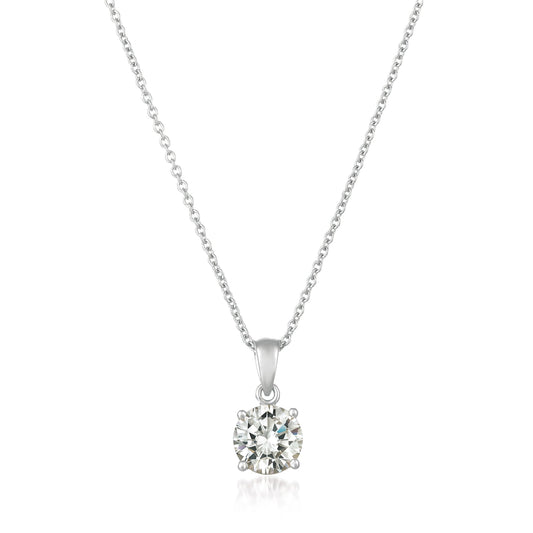 Crislu Women's Royal Brilliant Cut Pendant Necklace in Pure Platinum Plated 925 Sterling Silver