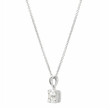 Crislu Women's Royal Asscher Cut Pendant Necklace in Pure Platinum Plated over 925 Sterling Silver