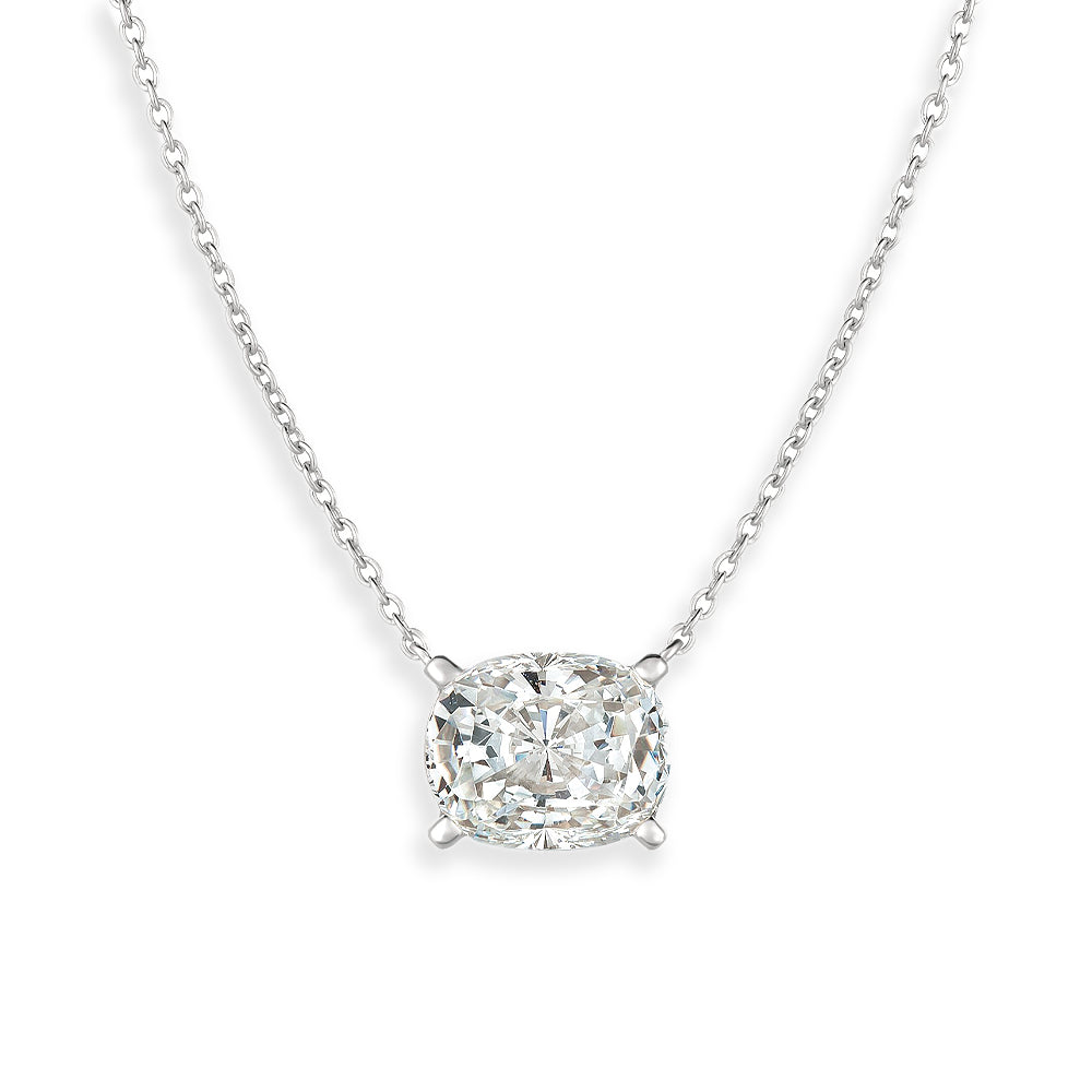 Crislu Women's Radiant Cushion Cut Necklace in Pure Platinum Plated 925 Sterling Silver