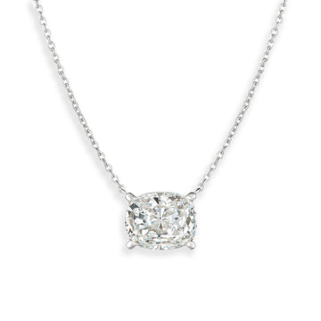 Crislu Women's Radiant Cushion Cut Necklace in Pure Platinum Plated over 925 Sterling Silver