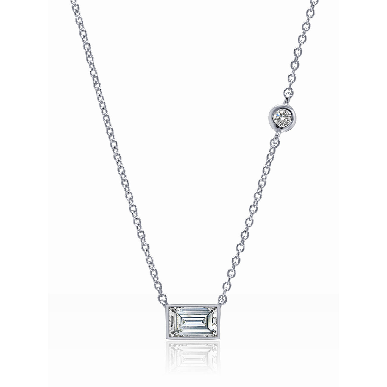 Crislu Women's Rectangle Pendant Necklace in Pure Platinum Plated 925 Sterling Silver