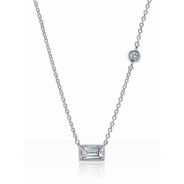 Collar de mujer con circonita cúbica de 0,4 ct y forma de rayo rectangular de Crislu en plata de ley 925 bañada en oro amarillo de 18 quilates
