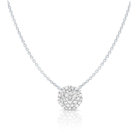 Crislu Women's Round Glisten Necklace in Pure Platinum Plated 925 Sterling Silver