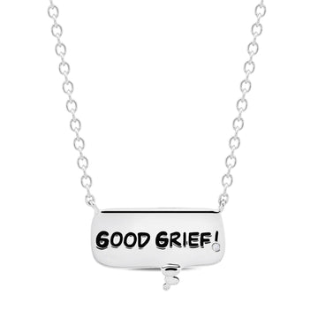 Crislu Peanuts 0.1 ct. Cubic Zirconia GOOD GRIEF! Thought Balloon Necklace in 925 Sterling Silver