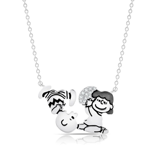 Collar de Charlie Brown y Lucy Football de Peanuts, 0,50 ct, platino puro