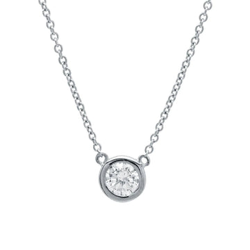 Crislu Women's Solitaire Bezel Pendant Necklace in Pure Platinum Plated over 925 Sterling Silver