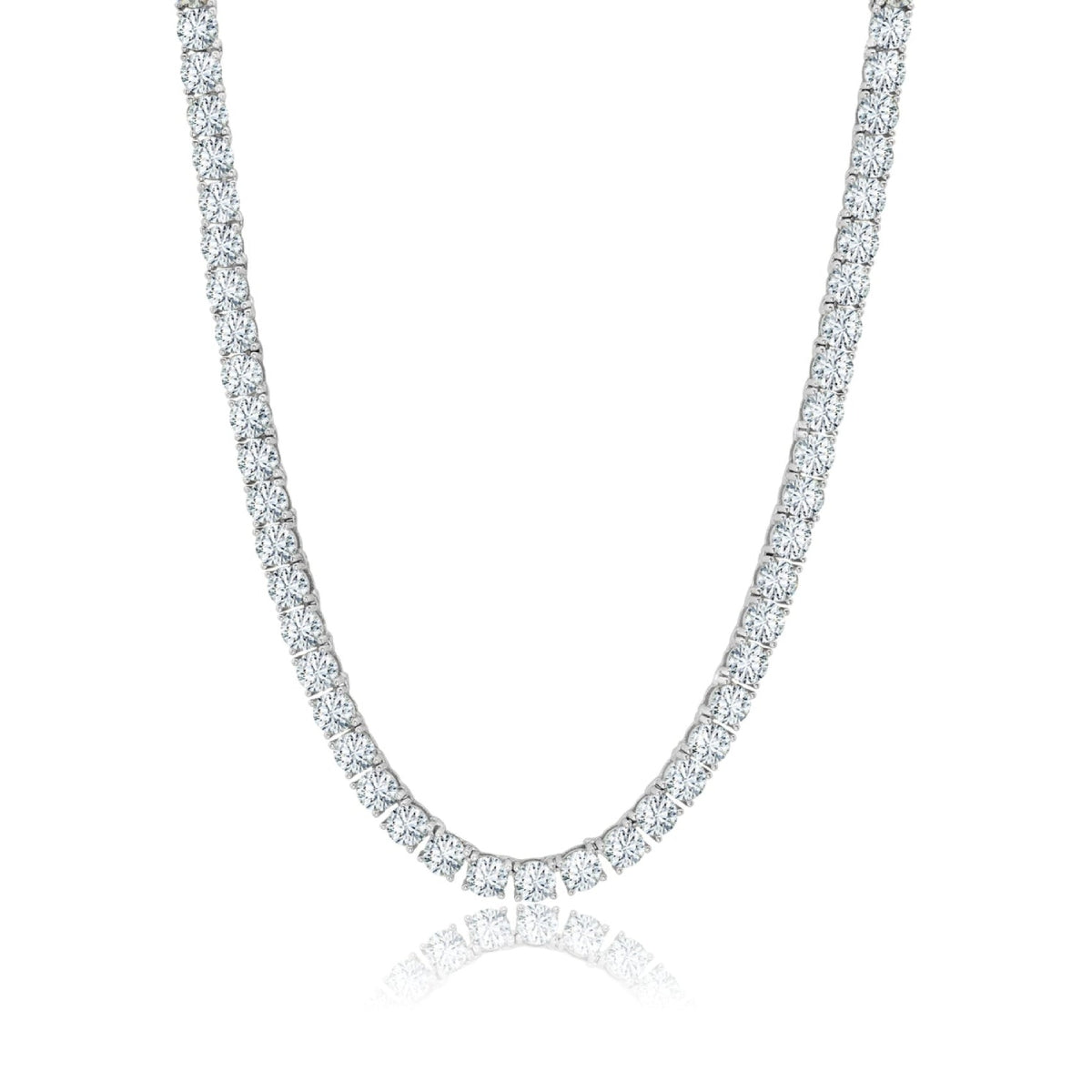 Crislu Women's Brilliant Cut 3mm Cubic Zirconia Tennis Necklace in Platinum-Plating over Sterling Silver