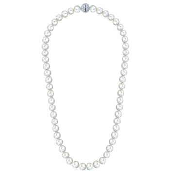 Crislu - Collar de 18" de concha blanca perlada de 8 mm - Blanco perlado