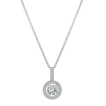 Crislu Women's Brilliant Cut Halo Pendant Necklace in Pure Platinum Plated over 925 Sterling Silver