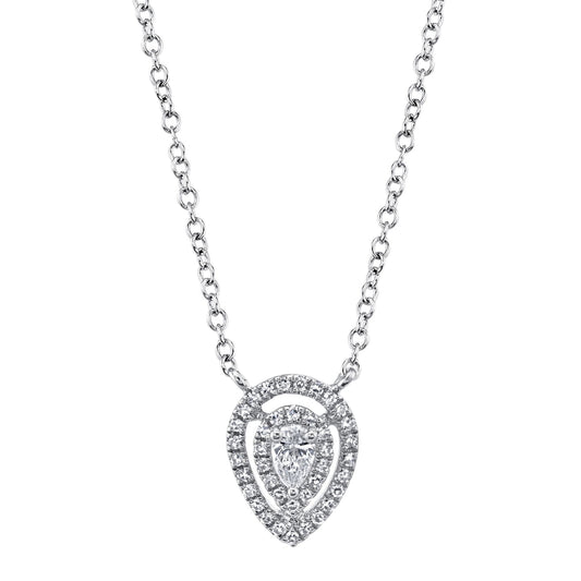 Shy Creation Adele Women's 0.18 ct. Diamond Pear Necklace in 14K White Gold