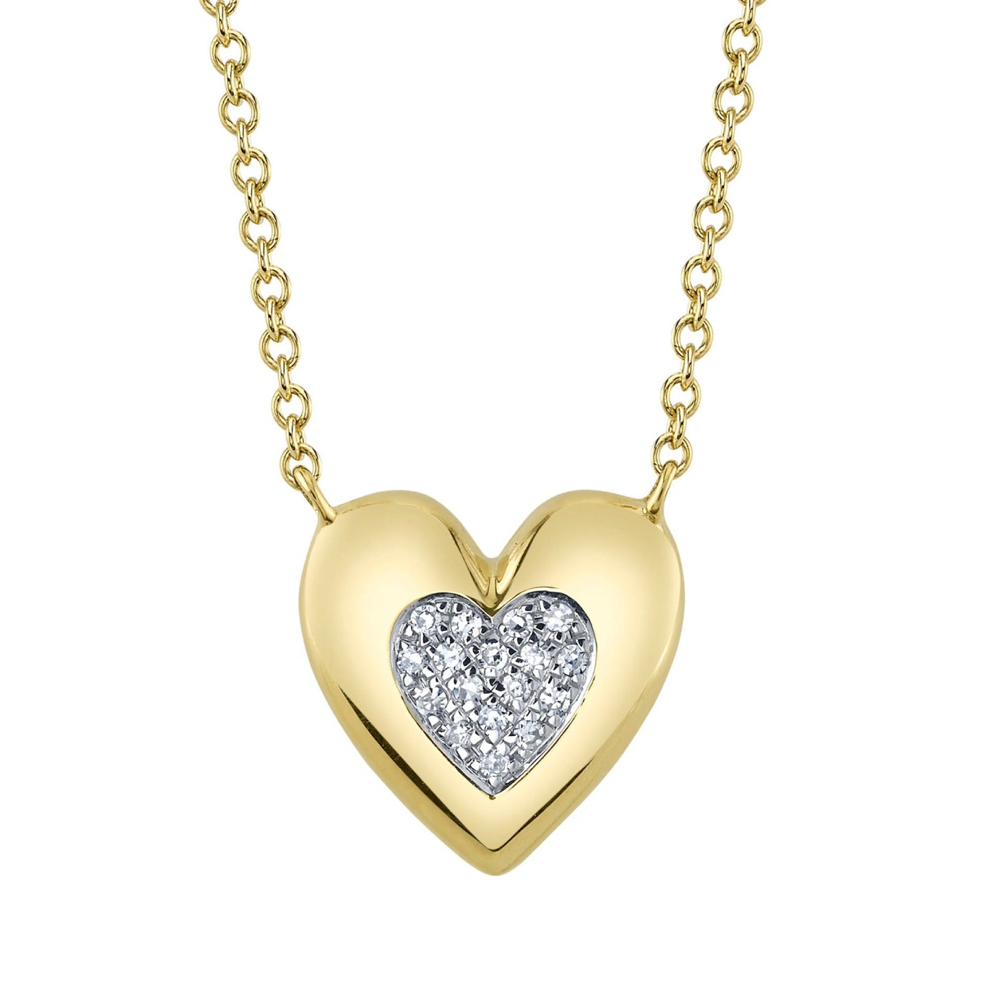 Collar de oro amarillo de 14 k con forma de corazón y diamantes de 0,04 ct para mujer de Shy Creation Kate