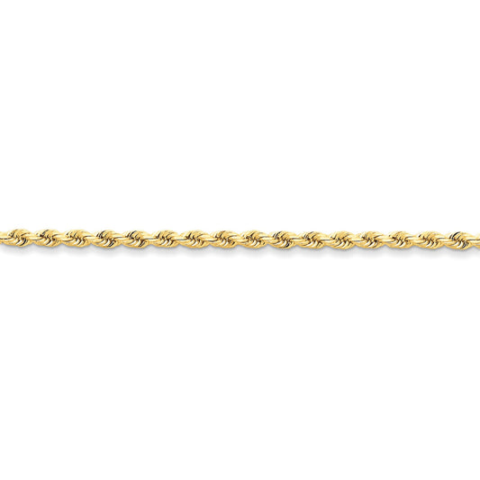 Quality Gold Women's 26" Diamond-cut Rope with Lobster Clasp Chain in 14K Yellow Gold
