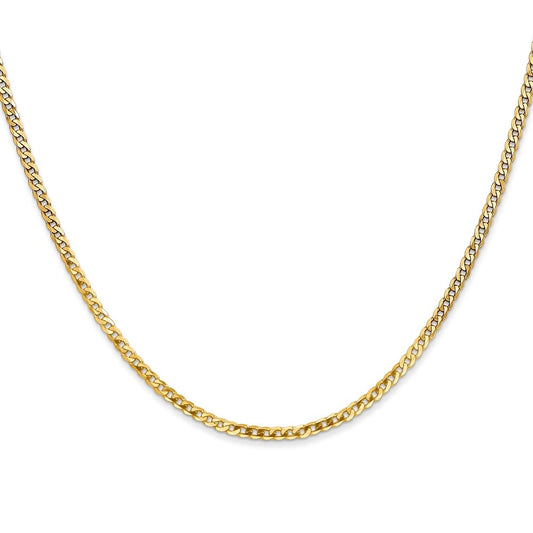 Quality Gold Women's 16" 2.2mm Flat Beveled Curb Chain Necklace in 14K Yellow Gold
