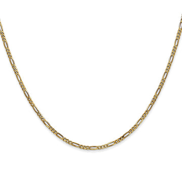 Collar de cadena Figaro plana de 16" y 1,8 mm para mujer en oro amarillo de 14 quilates