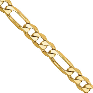Cadena Figaro plana de 22" con cierre de langosta para mujer en oro amarillo de 14 quilates
