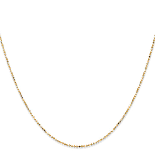 Quality Gold Women's 14" Diamond Cut Beaded Chain Necklace in 14K Yellow Gold