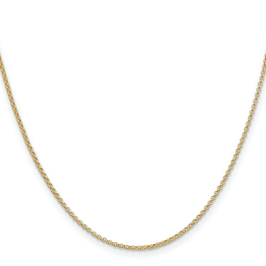 Quality Gold Women's 14" Rolo Chain Necklace in 14K Yellow Gold