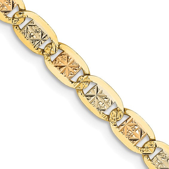14K 24 inch 3.8mm Tri-color PavÃ© Valentino with Lobster Clasp Chain