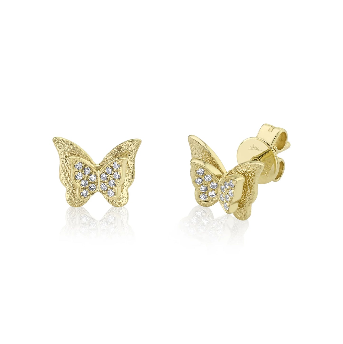 Aro con forma de mariposa de diamantes de 0,06 ct. de Shy Creation Kate en oro amarillo de 14 quilates