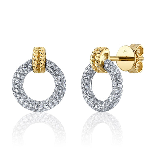 Shy Creation Kate Women's 0.31 ct. Diamond Circle Earring in 14k Two Tone Gold