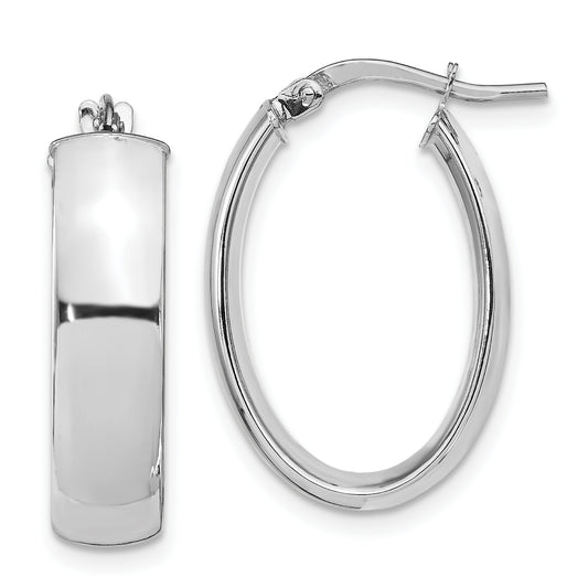 Aros ovalados para mujer de Leslie en oro blanco de 14 quilates