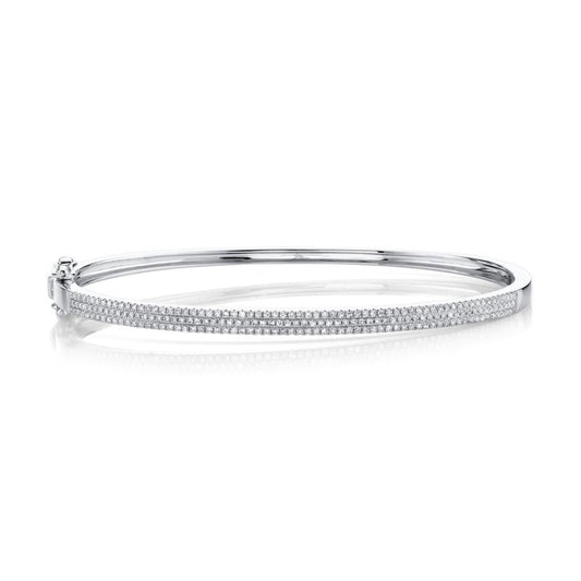 Shy Creation Kate Women's 0.52 ct. Diamond Pave Bangle in 14K White Gold - Size S