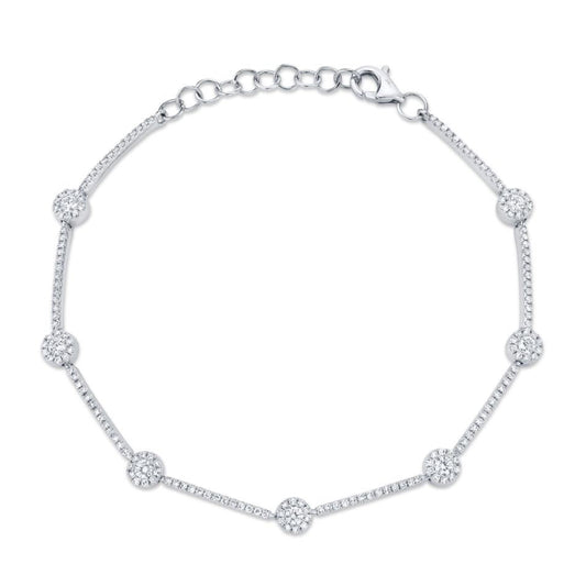 Shy Creation Eden Women's 0.88 ct. Diamond Bracelet in 14K White Gold - Size 7