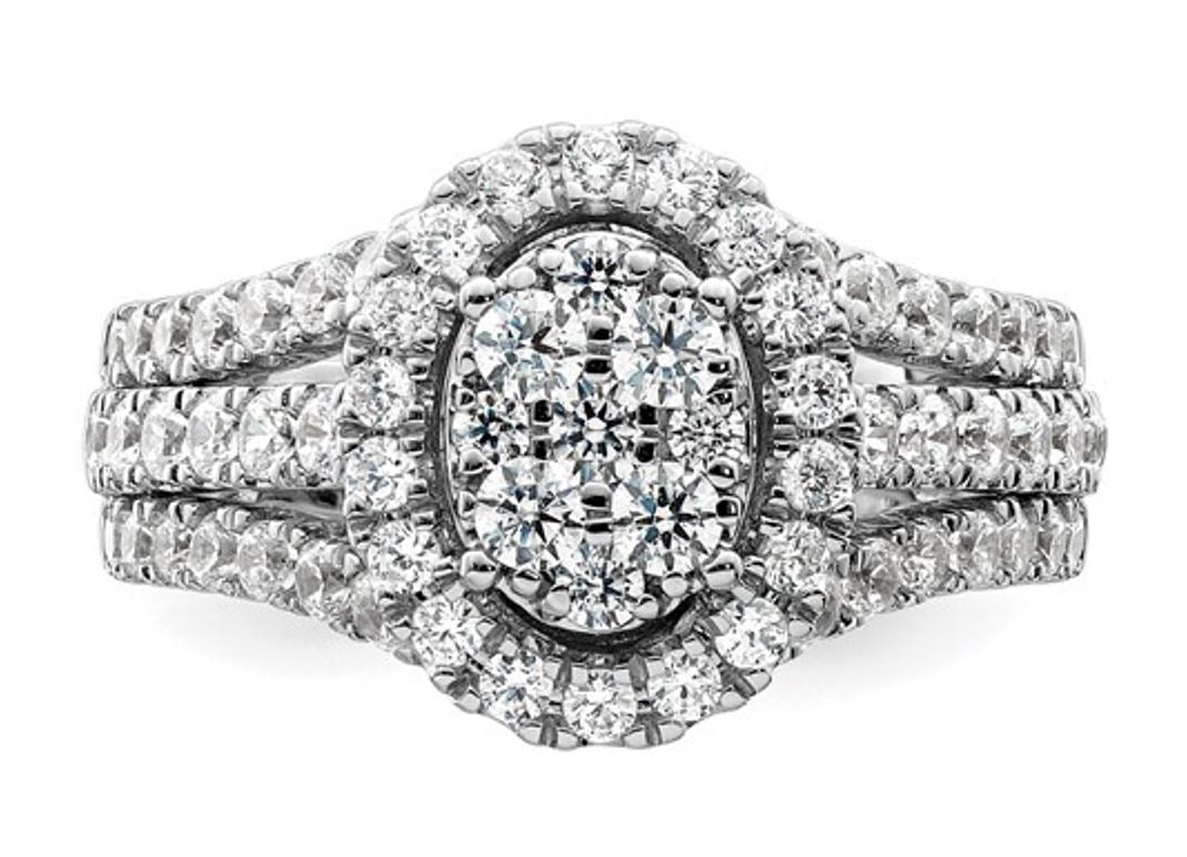 14k White Gold 1.5CTW Diamond Cluster Ring